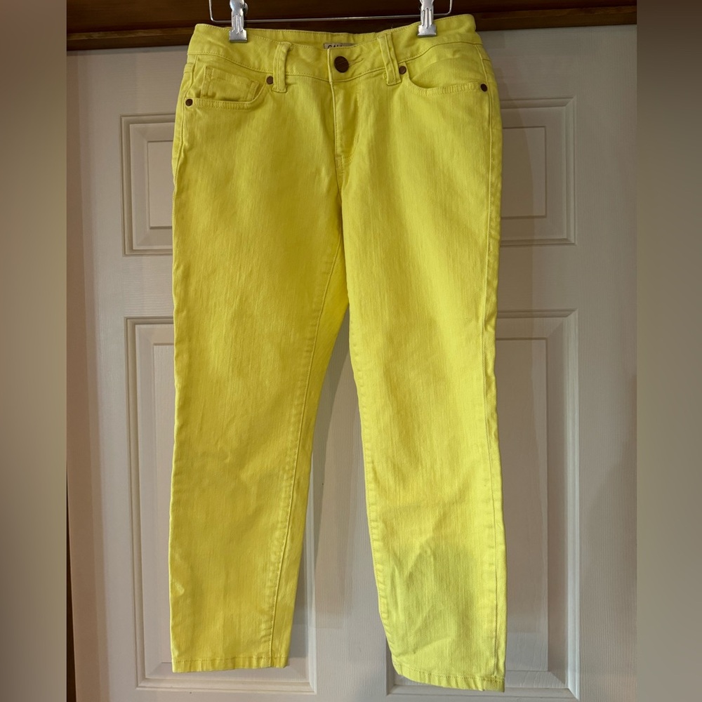 EUC CAbi Jeans Lemon Yellow Bree Cropped Denim - Size 4